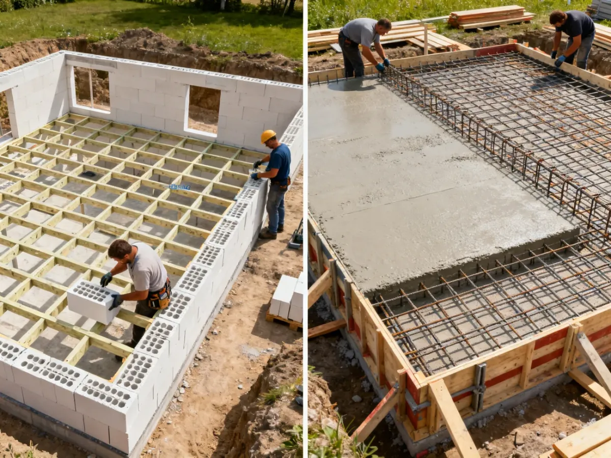 Porównanie montażu stropu Teriva i przygotowania stropu monolitycznego