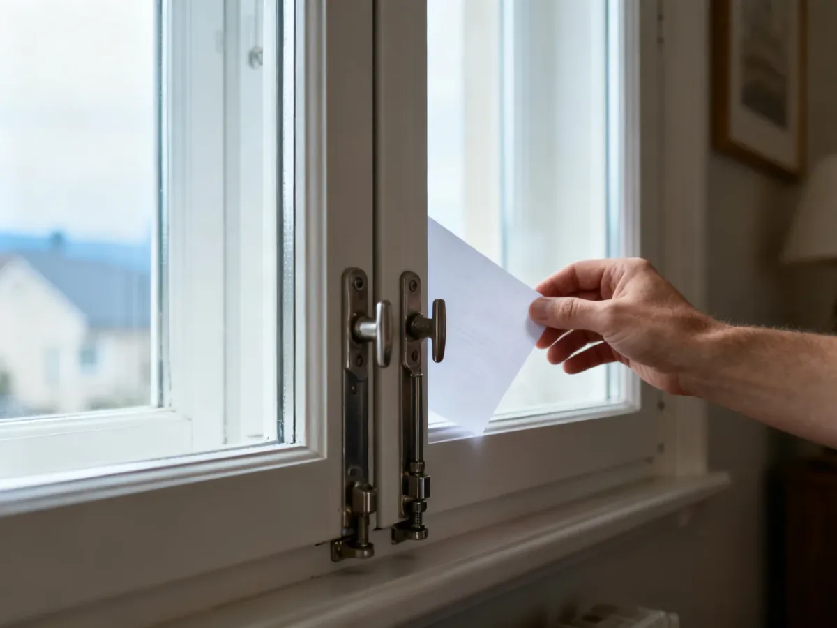 Sprawdzanie docisku skrzydła okiennego za pomocą kartki papieru