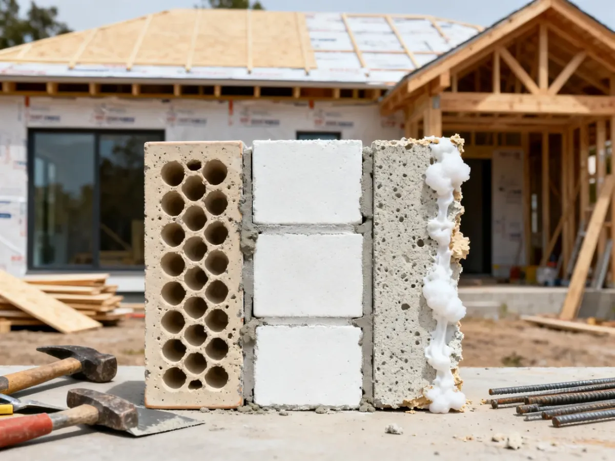 Porównanie pustaków ceramicznych, bloczków silikatowych i betonu komórkowego na placu budowy